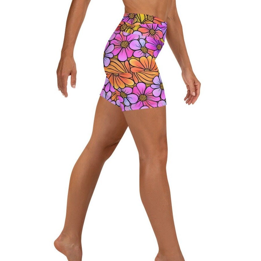 Spring Blossom Flower Active Shorts Tight Yoga Floral Spring Blossom Flower Active Shorts Tight Yoga Floral
