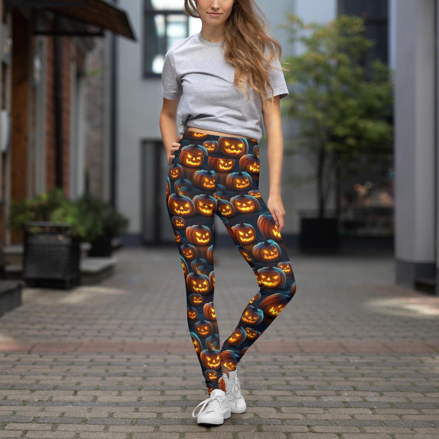 Scary Pumpkin Buttery Soft Halloween Leggings Pocket High Scary Pumpkin Buttery Soft Halloween Leggings Pocket High