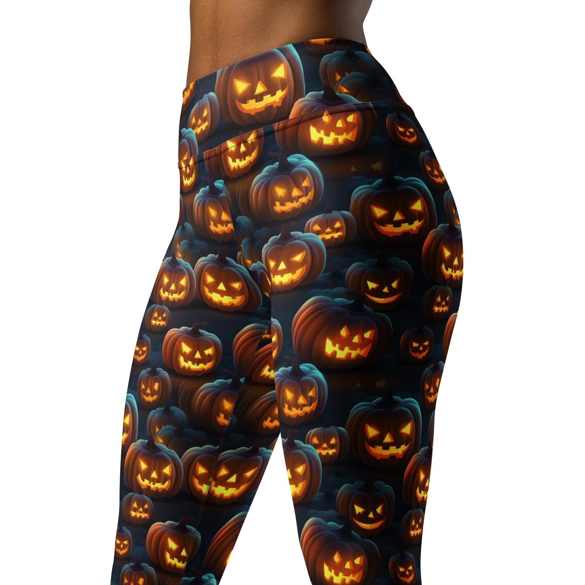 Scary Pumpkin Buttery Soft Halloween Leggings Pocket High Scary Pumpkin Buttery Soft Halloween Leggings Pocket High