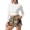Khaki Camo Gym Aerobic Shorts Pockets Women's Comfy