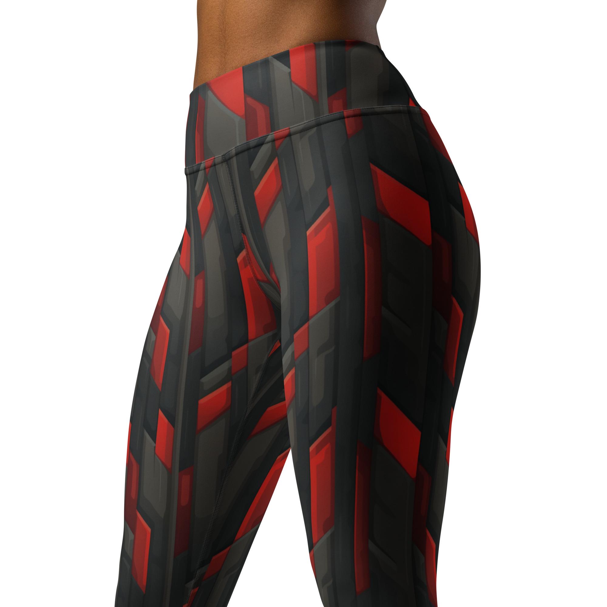 Crimson Shard Spandex Leggings: High Waisted Yoga Pants Crimson Shard Spandex Leggings: High Waisted Yoga Pants