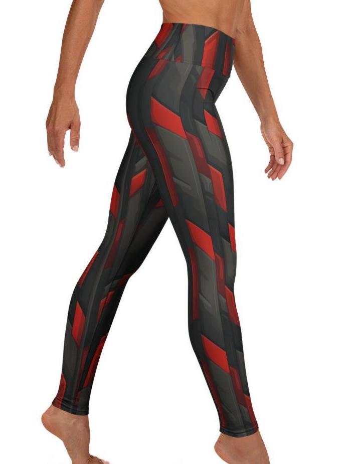 Crimson Shard Spandex Leggings: High Waisted Yoga Pants Crimson Shard Spandex Leggings: High Waisted Yoga Pants