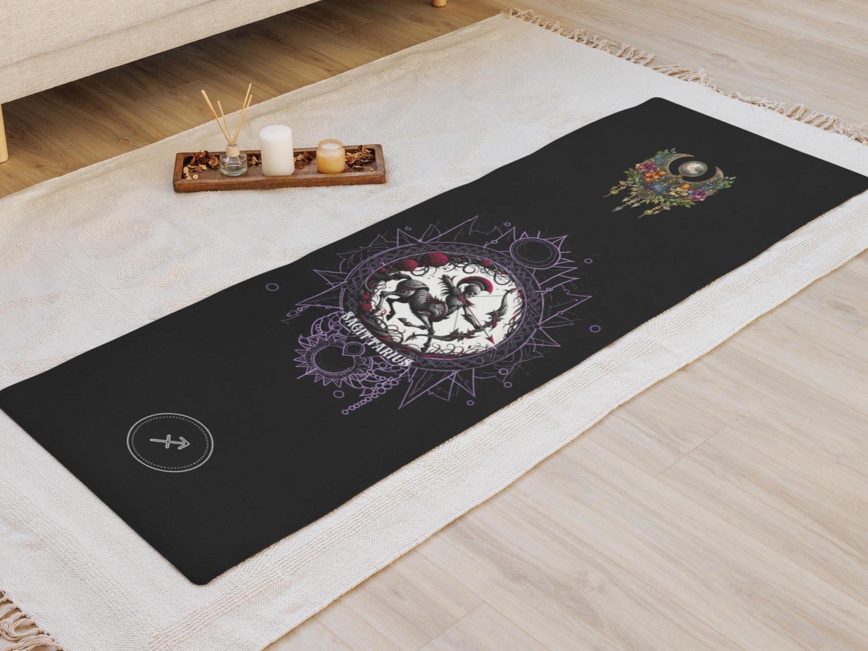 Gothic Style Sagittarius Zodiac Long Yoga Mat Skeletal Gothic Style Sagittarius Zodiac Long Yoga Mat Skeletal