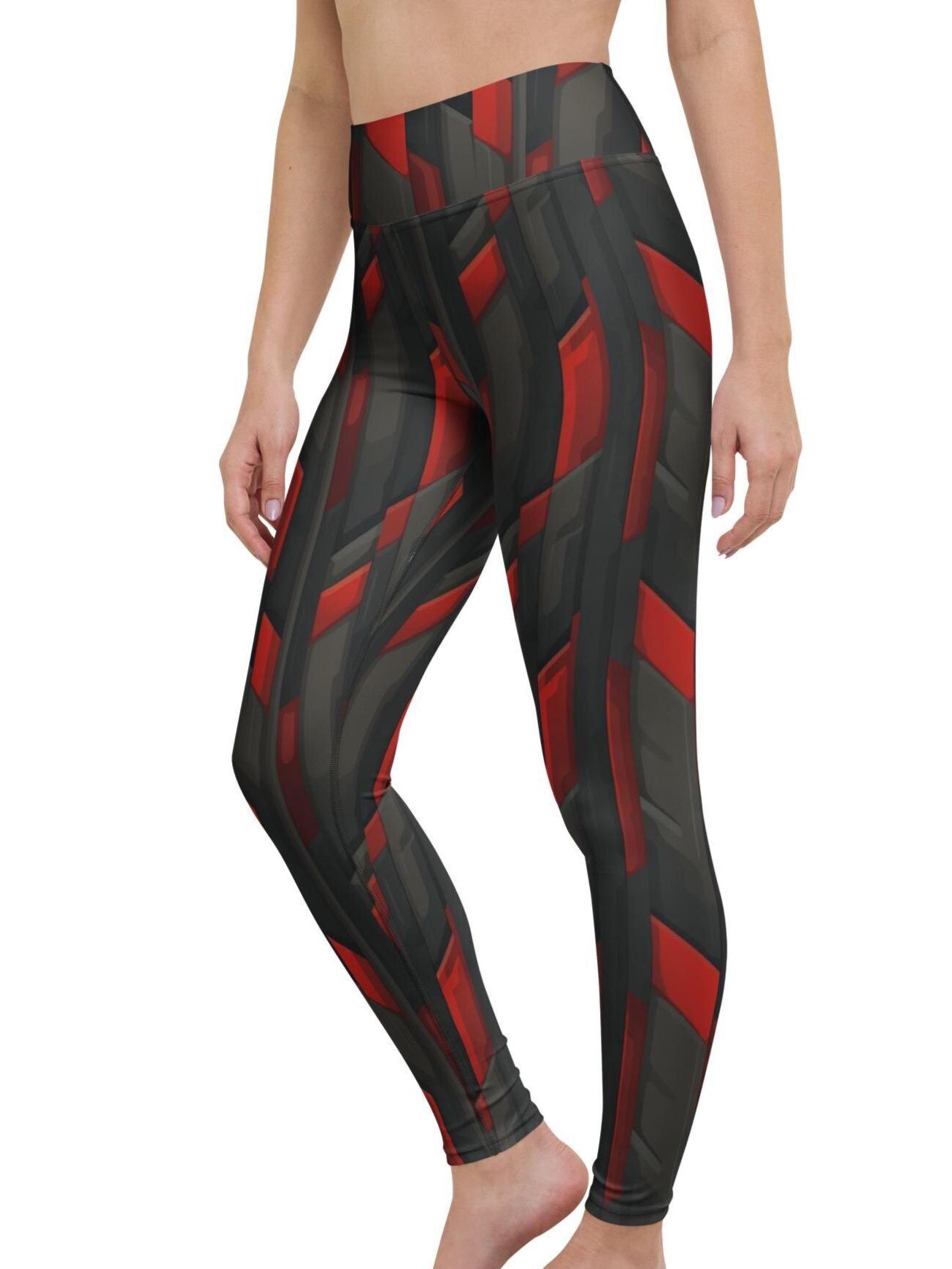 Crimson Shard Spandex Leggings: High Waisted Yoga Pants Crimson Shard Spandex Leggings: High Waisted Yoga Pants