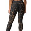 Dark Floral Branch Print Activewear Women Black Raven