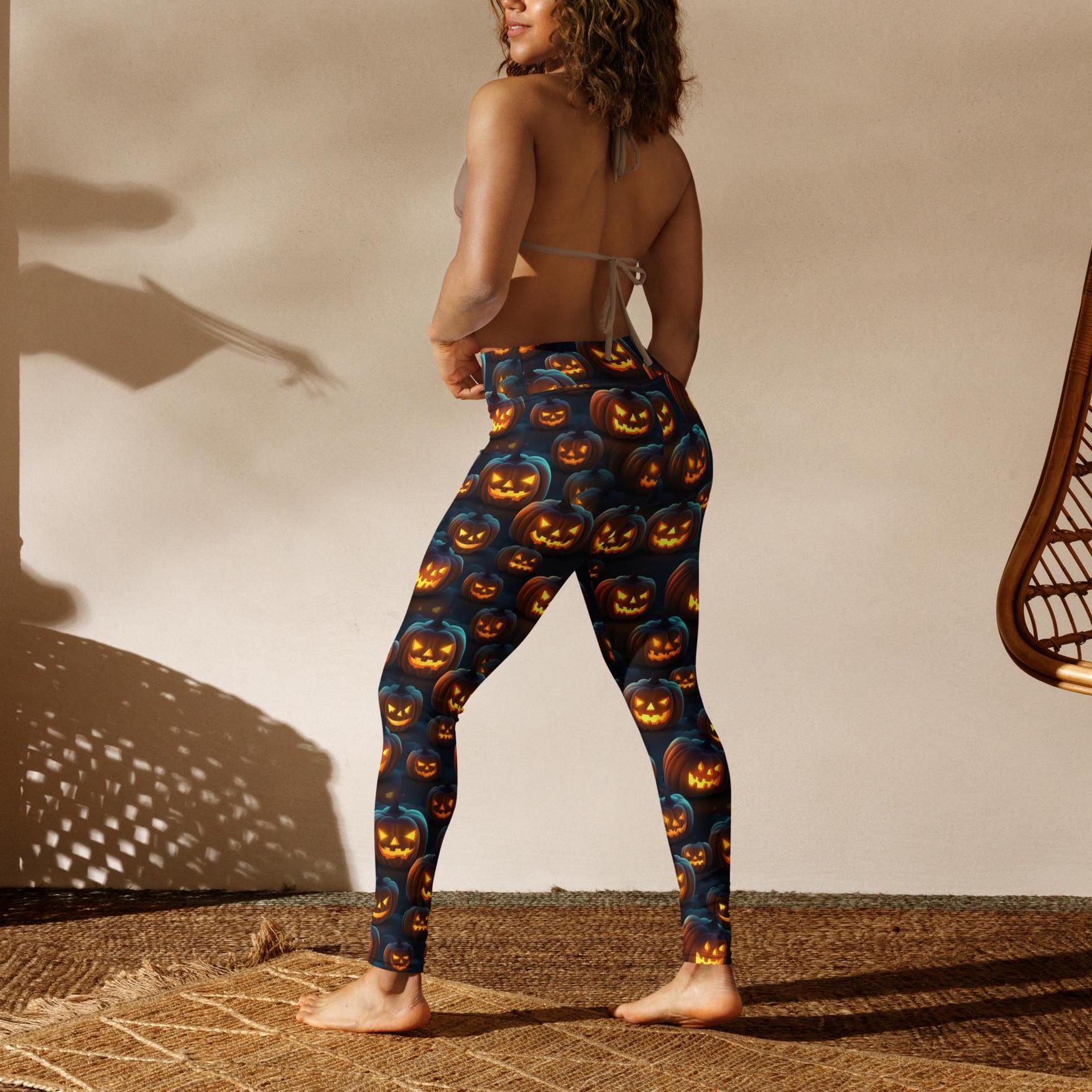 Scary Pumpkin Buttery Soft Halloween Leggings Pocket High Scary Pumpkin Buttery Soft Halloween Leggings Pocket High